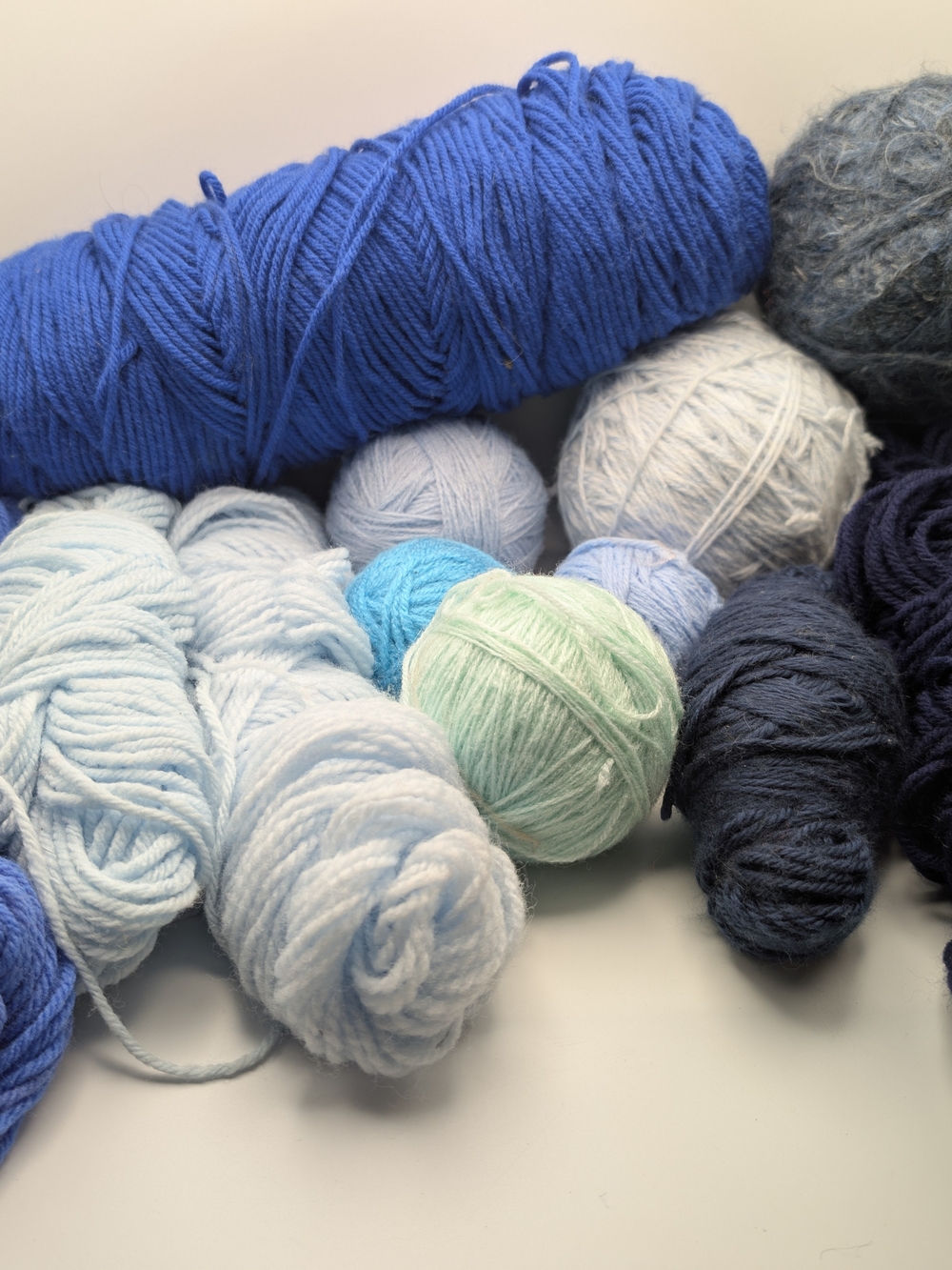 Assorted Variety Of Shades Of Blue Yarn